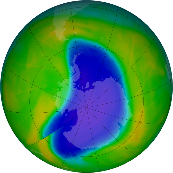 Antarctic ozone map for 05 November 2009